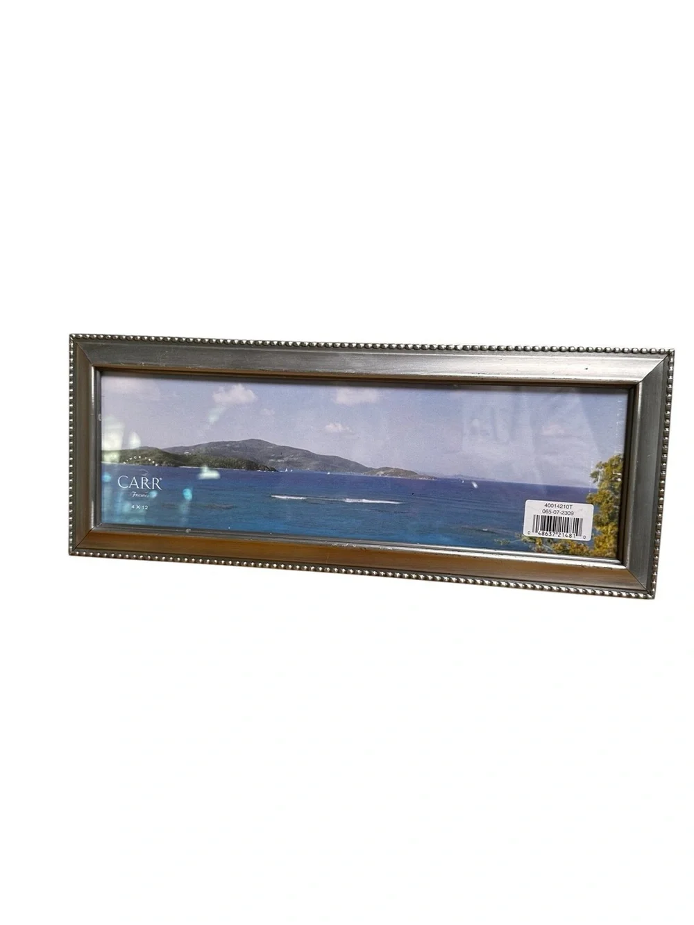Carr 4x12 Panoramic Picture Silver Tone Photo Frame Tabletop Opening Vintage